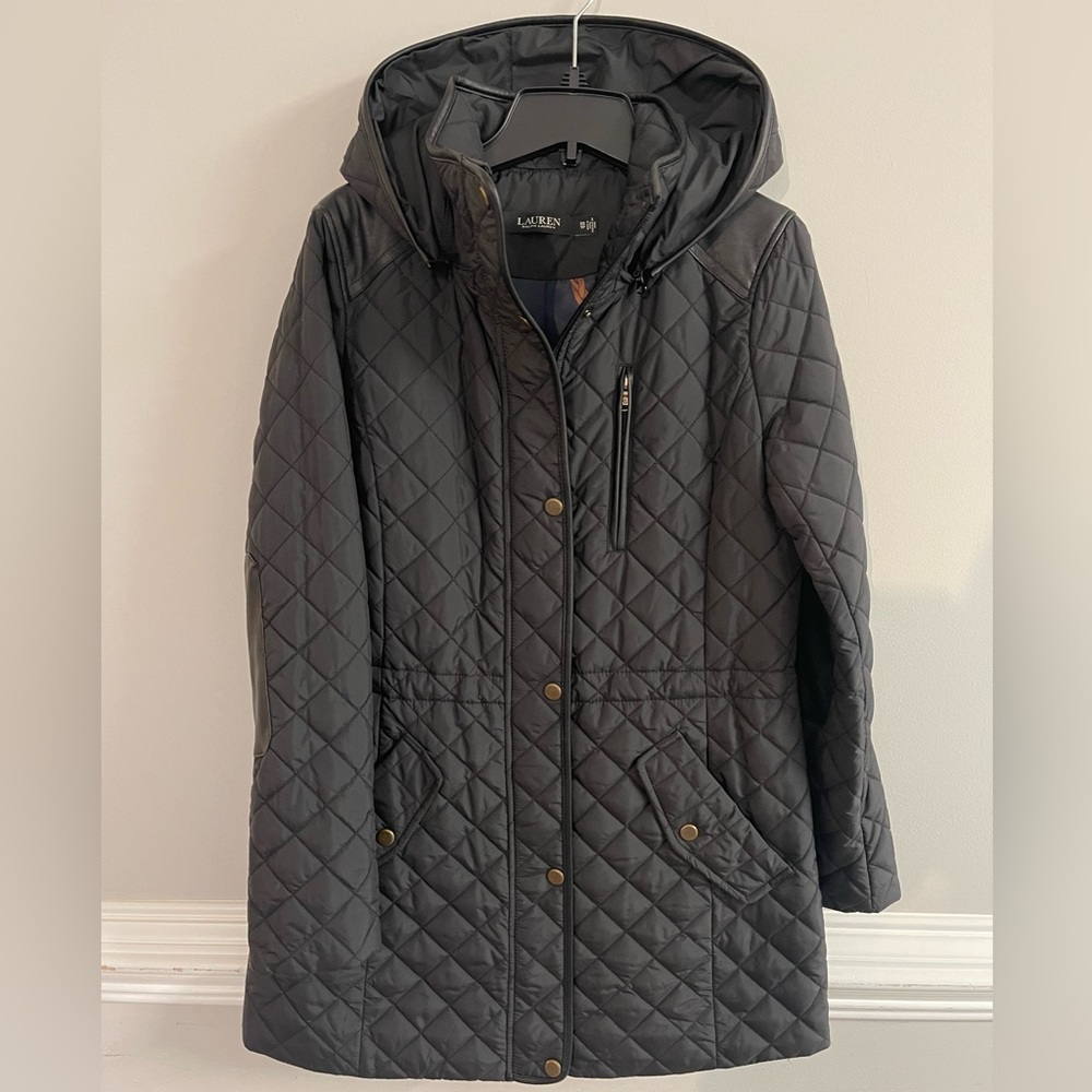 Ralph Lauren Black Quilted Jacket with Gold Details
